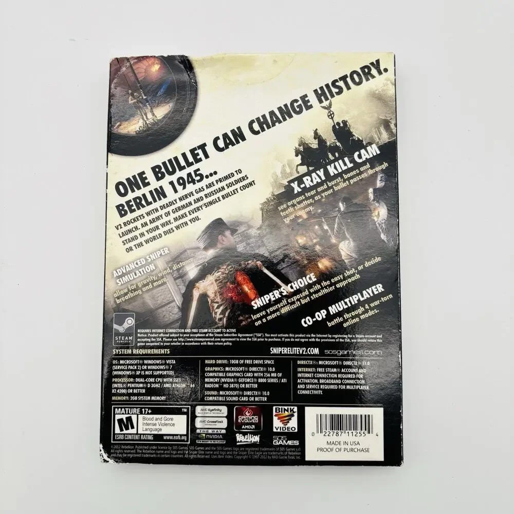 Pre-Owned Sniper Elite V2 Rebellion One Bullet (PC Game, 2013) No Manual VG Cond